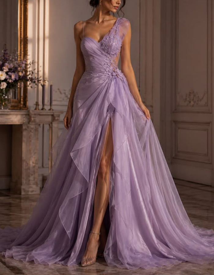 lavender lace maxi dress Colored Tulle Appliqué – Alizua Gorgeous Dresses Details Elevate your wardrobe Cocktail Wedding Guest Dresses size:Custom Stitched