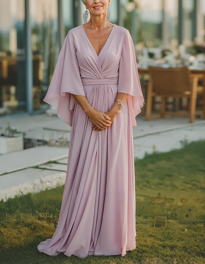 chiffon light pink dress V-neck Maxi – Alizua Dress Measures 5 Longer Little Black Dress - #chocolate Color:Same as pictrure