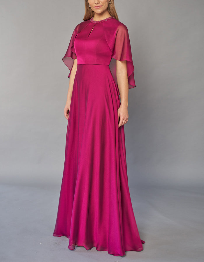 Rose Chiffon A-Line Shawl Maxi Dress – Alizua