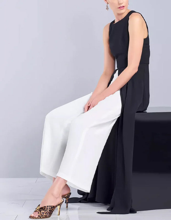 Combinaison longue bicolore noire et blanche