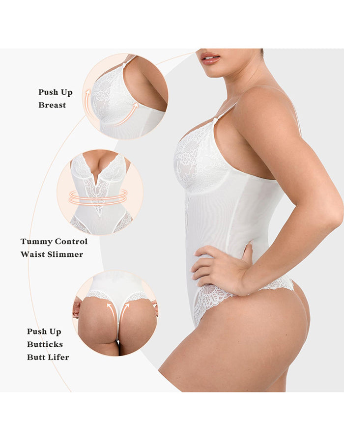 Tummy Controlling And Hip Lifting Breathable Lace Bodysuit