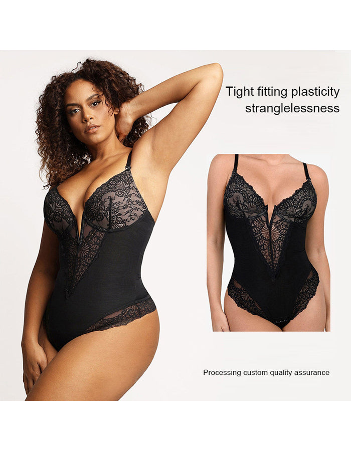Tummy Controlling And Hip Lifting Breathable Lace Bodysuit