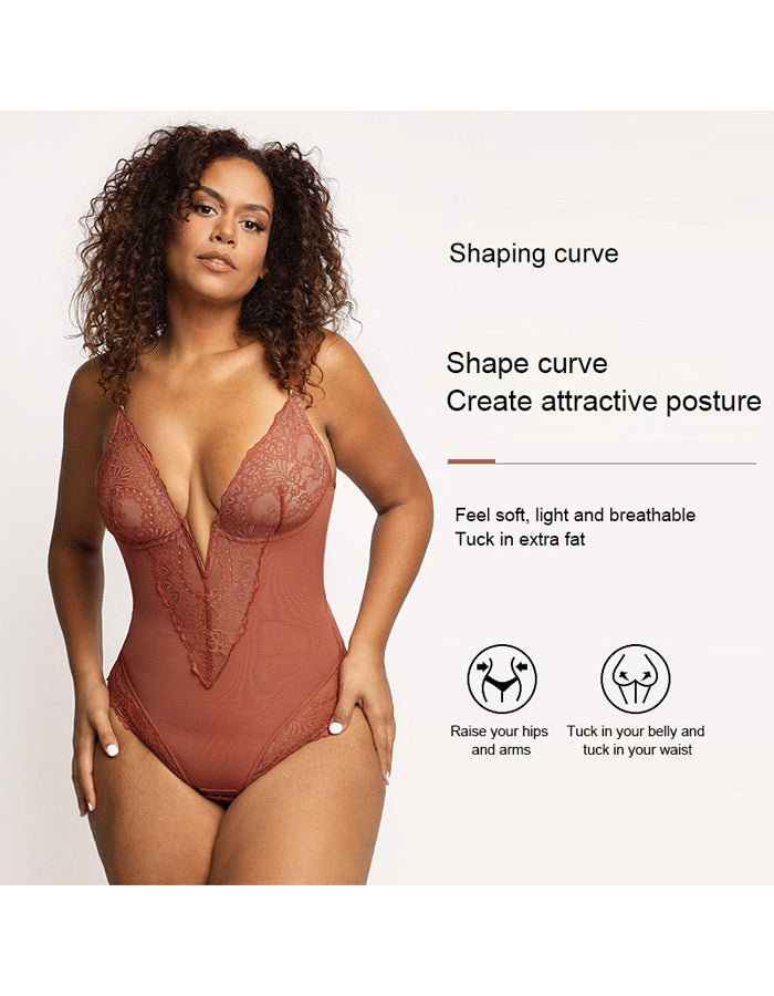 Tummy Controlling And Hip Lifting Breathable Lace Bodysuit