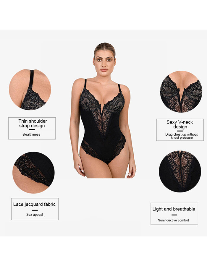 Tummy Controlling And Hip Lifting Breathable Lace Bodysuit