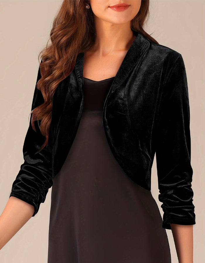 Solid Color Velvet Short Jacket
