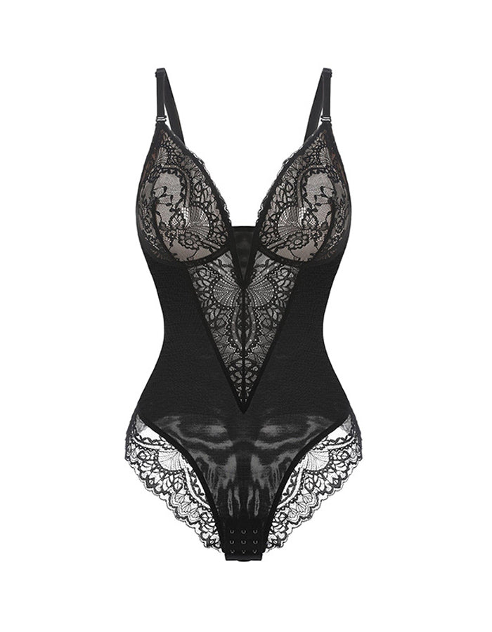 Tummy Controlling And Hip Lifting Breathable Lace Bodysuit