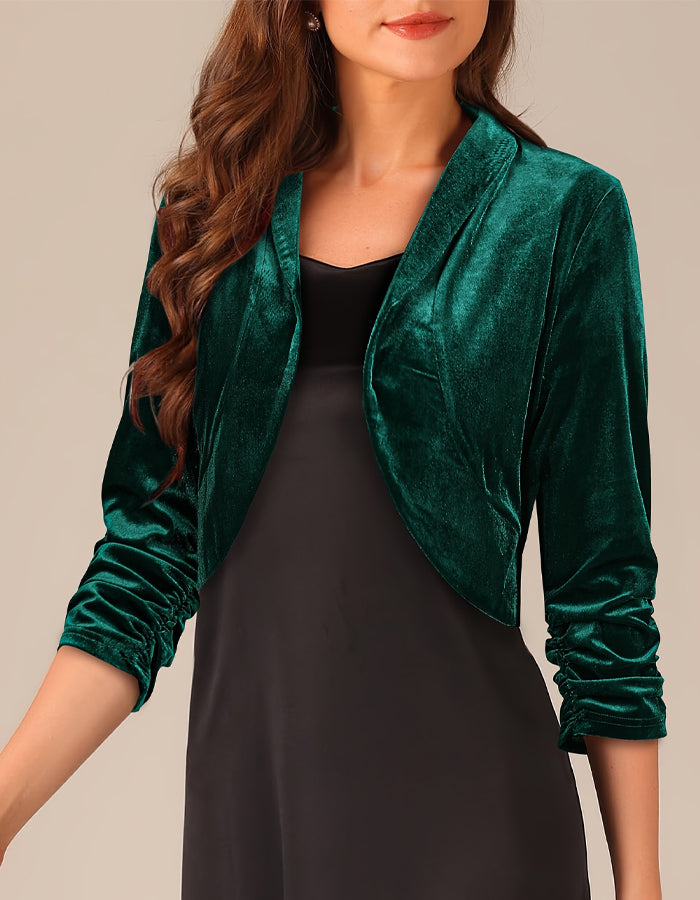 Solid Color Velvet Short Jacket