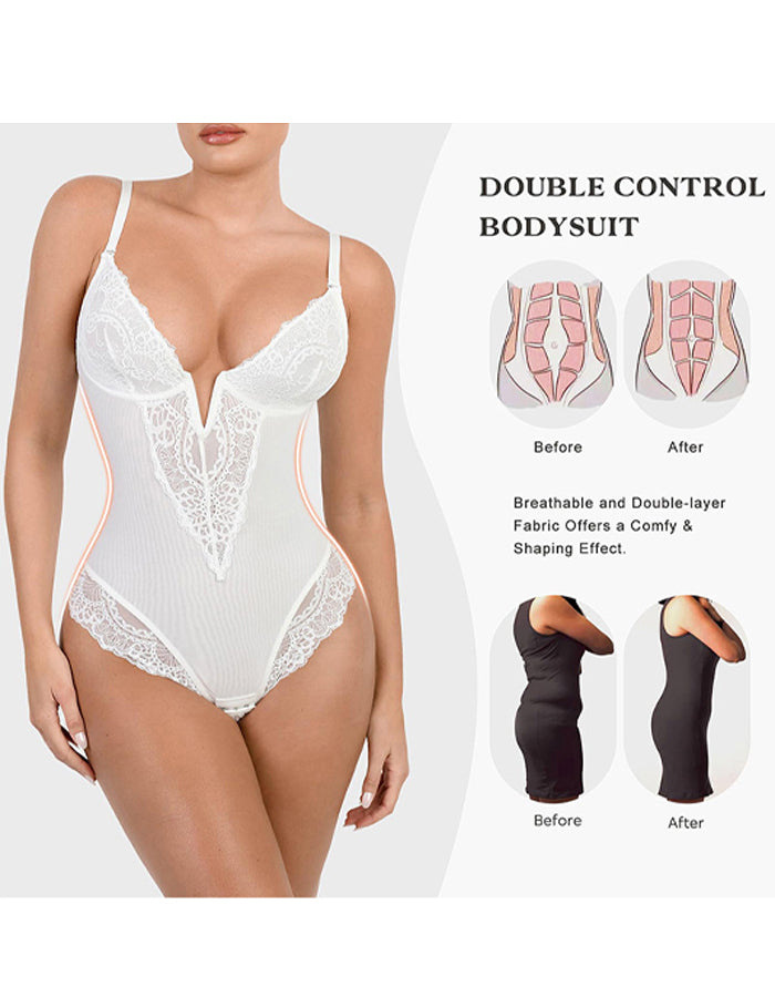 Tummy Controlling And Hip Lifting Breathable Lace Bodysuit