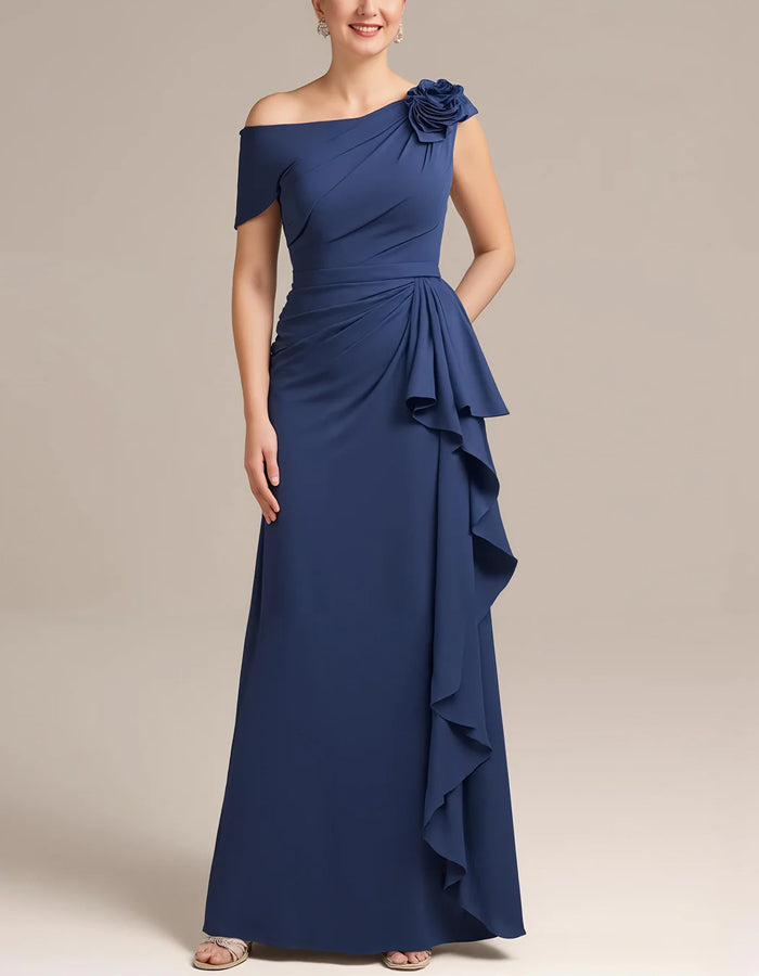 Dark Blue 3D Floral Maxi Dress