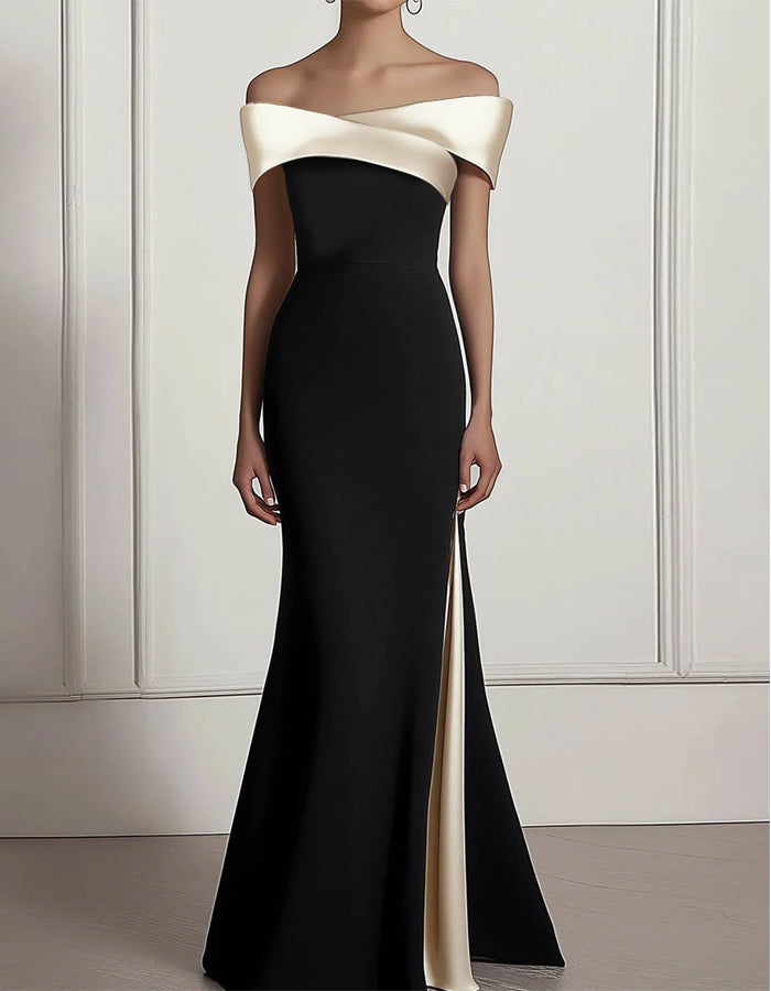 Black Off The Shoulder Side Slits Maxi Dress