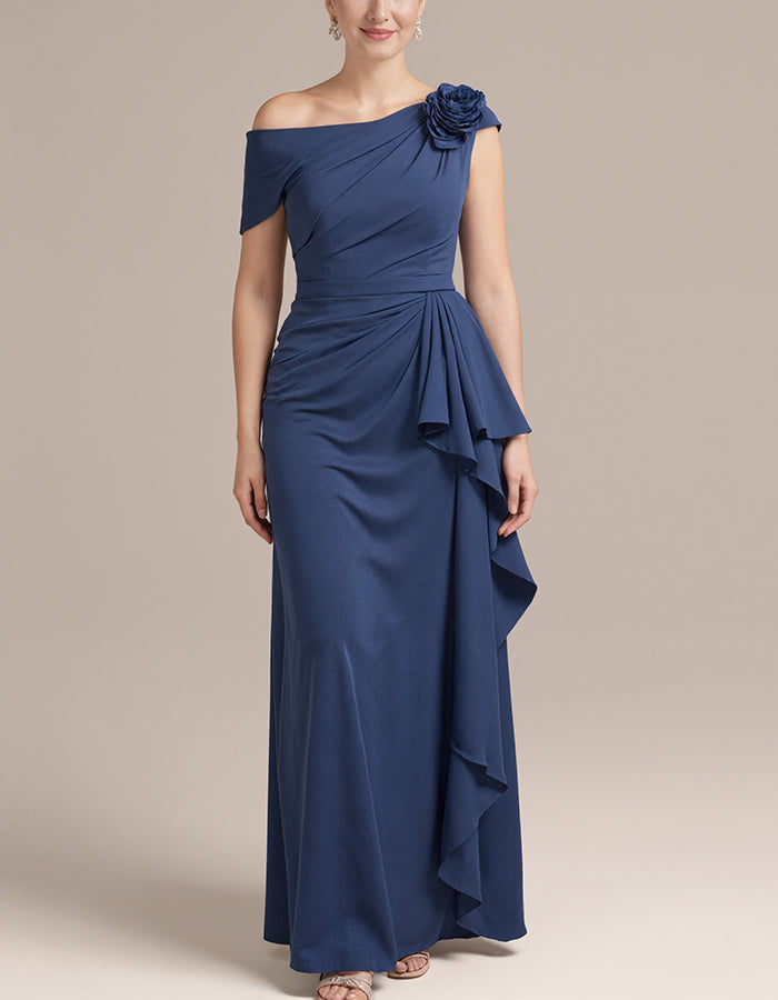 Dark Blue 3D Floral Maxi Dress