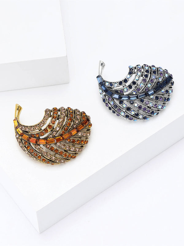 Broche Versátil de Aleación con Diamantes de Imitación y Hoja Rizada