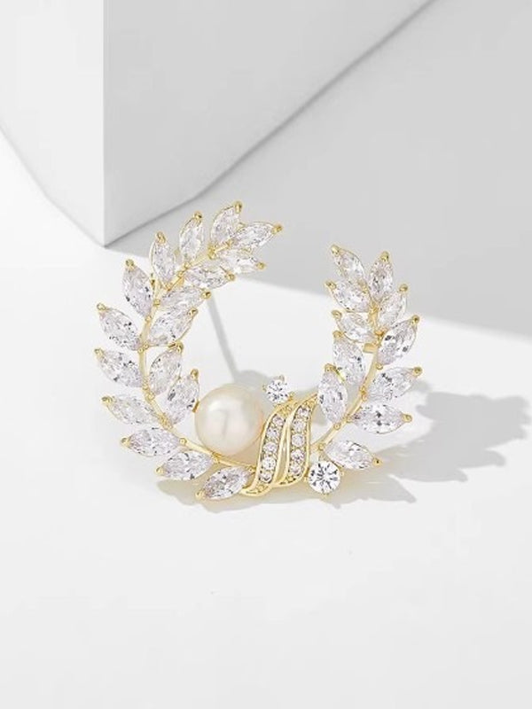 Pearl Olive Branch Brooch