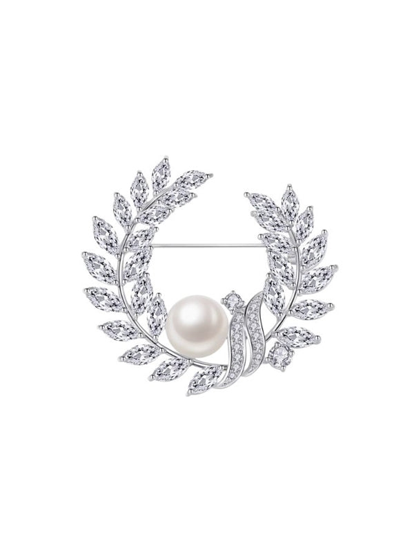 Pearl Olive Branch Brooch
