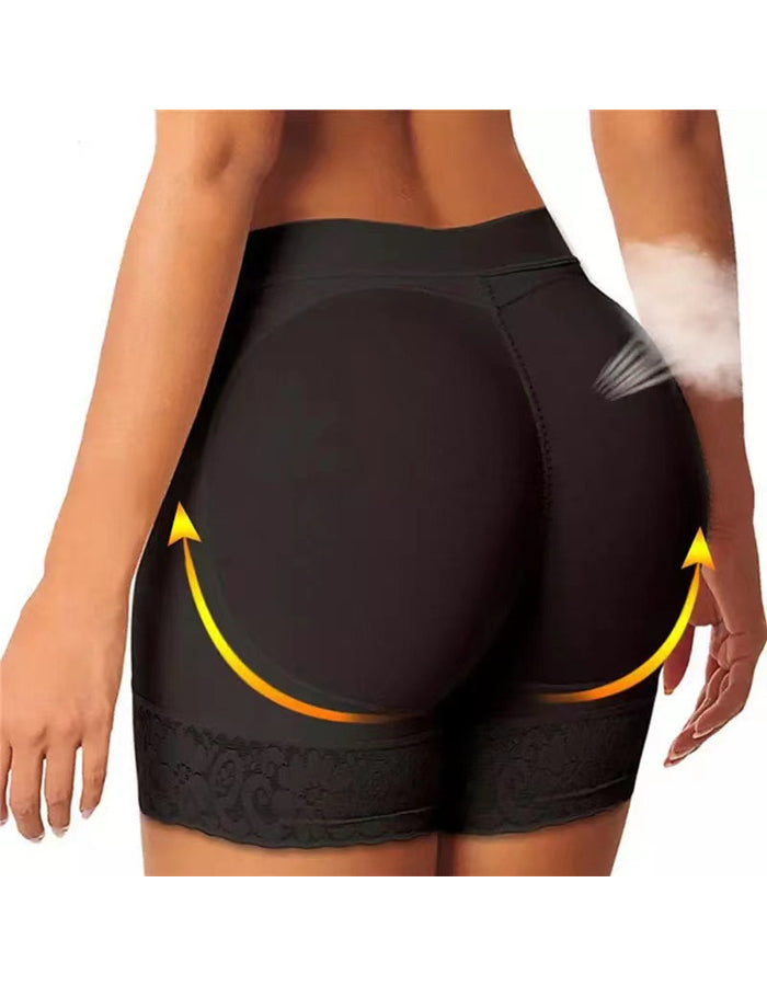 Solid Color Lace Hip Lifting And Tummy Control Pants