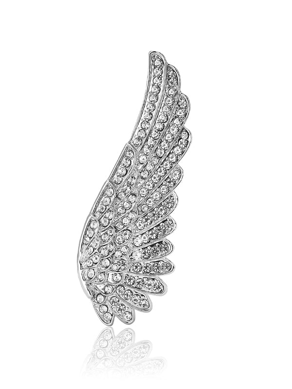 Alloy Rhinestone Angel Wings Brooch