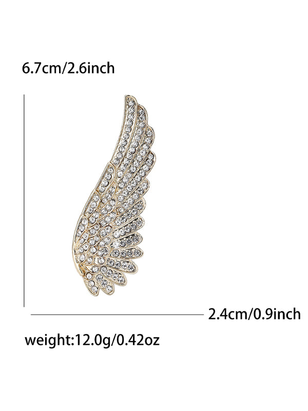 Alloy Rhinestone Angel Wings Brooch