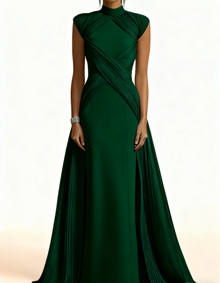 Purple High Neckline Maxi Dress