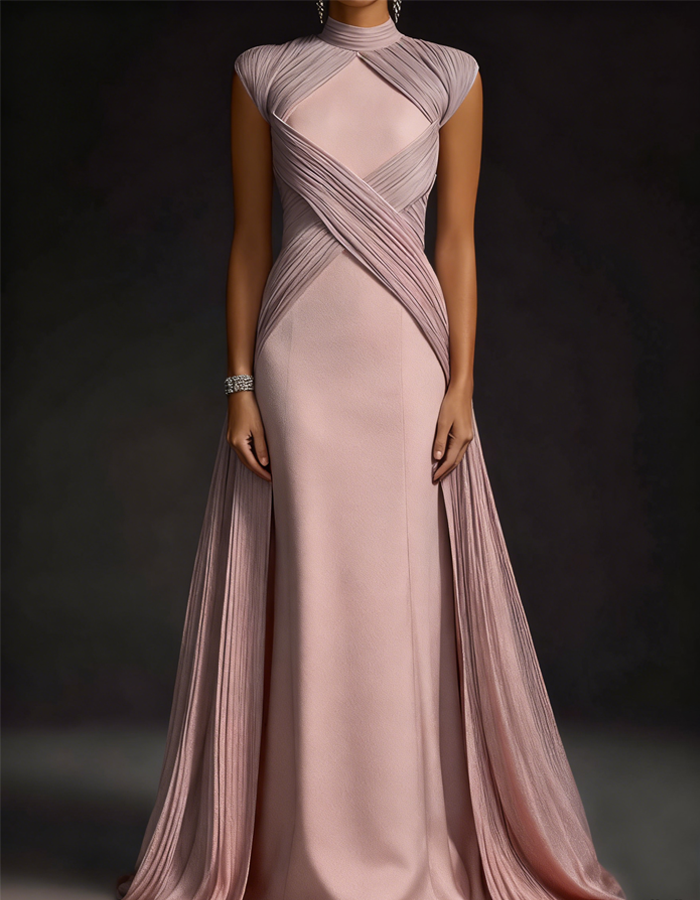 Purple High Neckline Maxi Dress