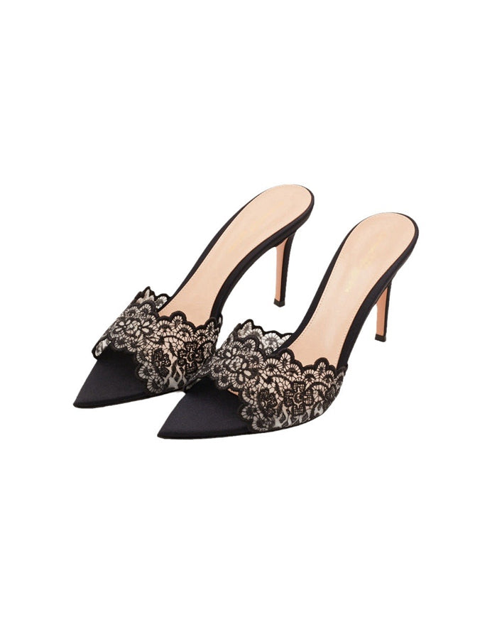 Pointed Toe Stiletto Lace High Heeled Sandals