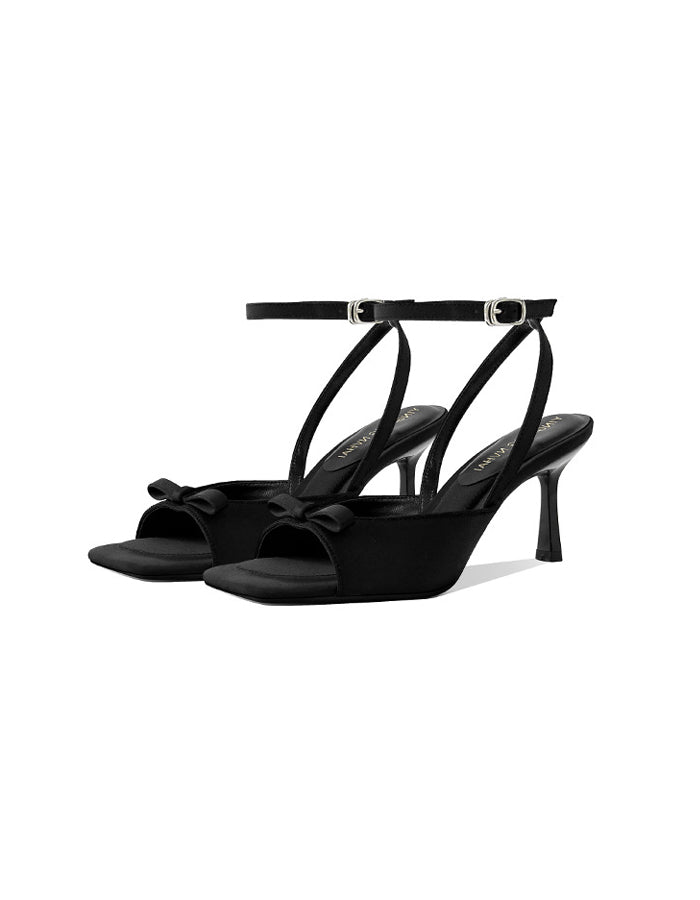 Silver High Heels With Bow