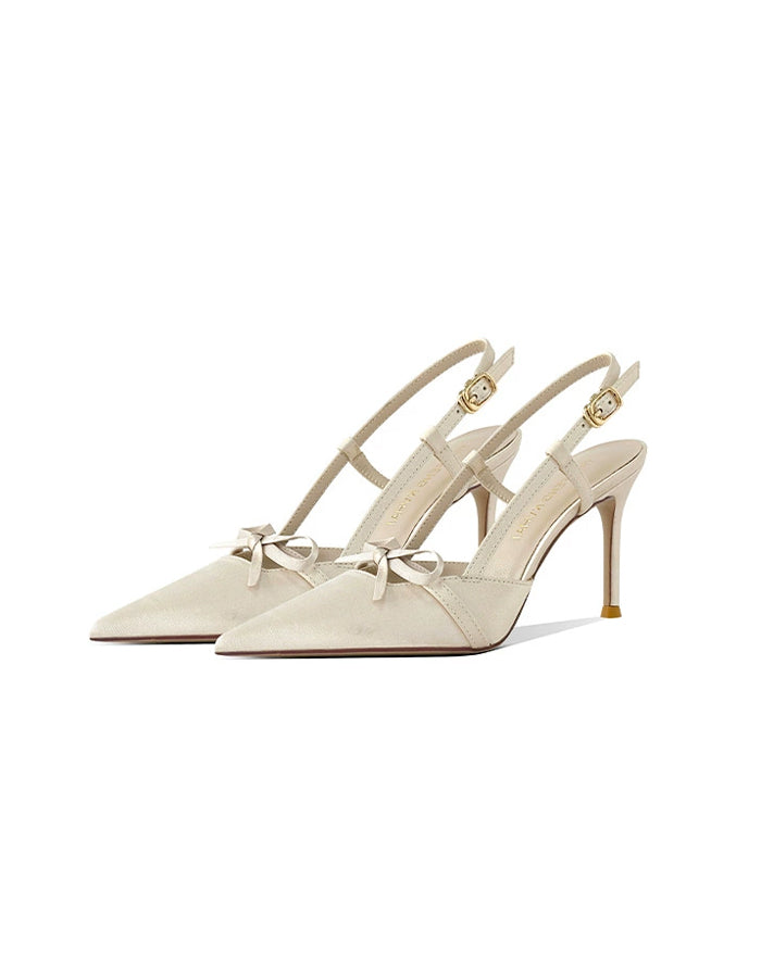 Bow Tie Satin Pointed Toe High Heels