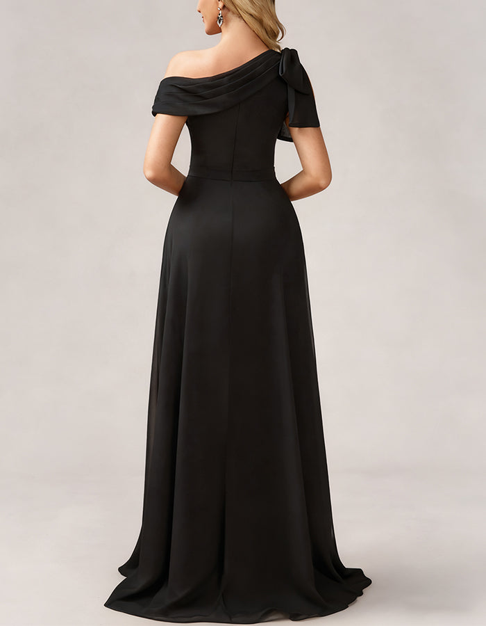 Black One Shoulder Chiffon Jumpsuit
