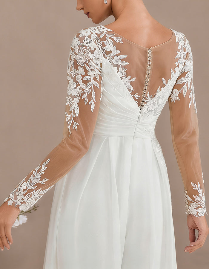 White Lace Chiffon Jumpsuit