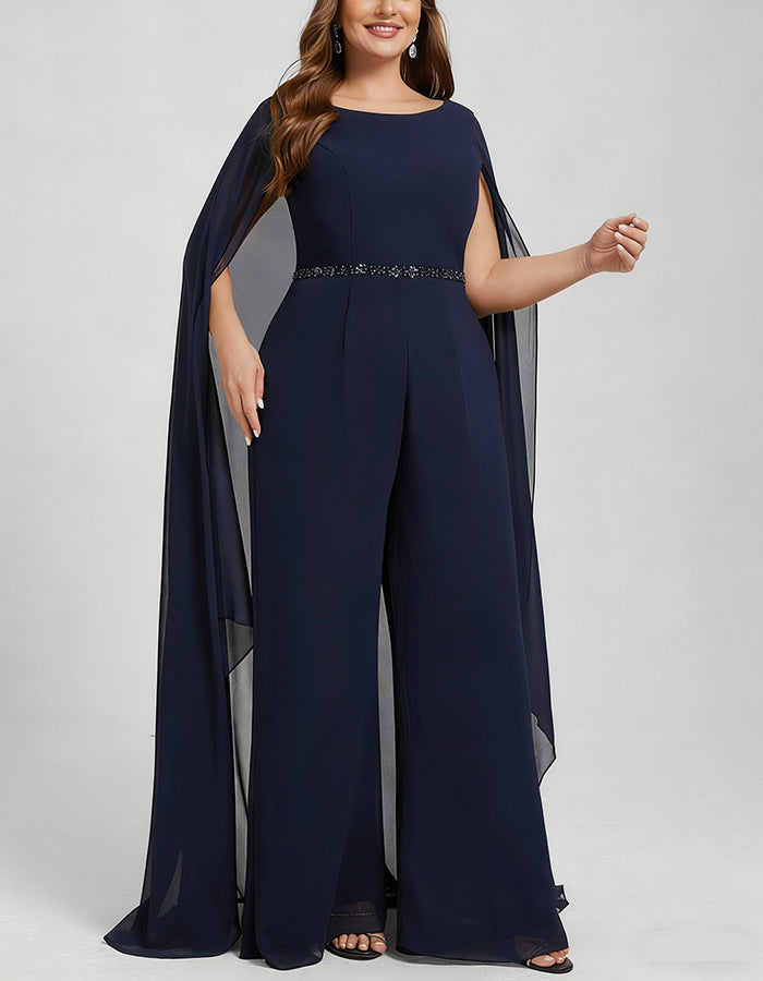 Royal Blue Chiffon One Shoulder Jumpsuit
