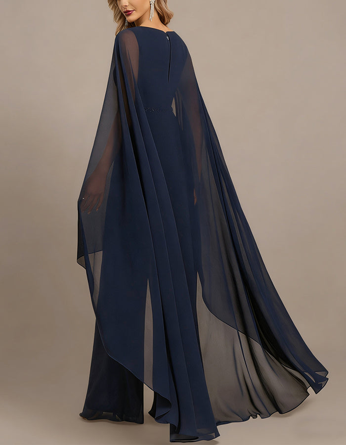 Royal Blue Chiffon One Shoulder Jumpsuit