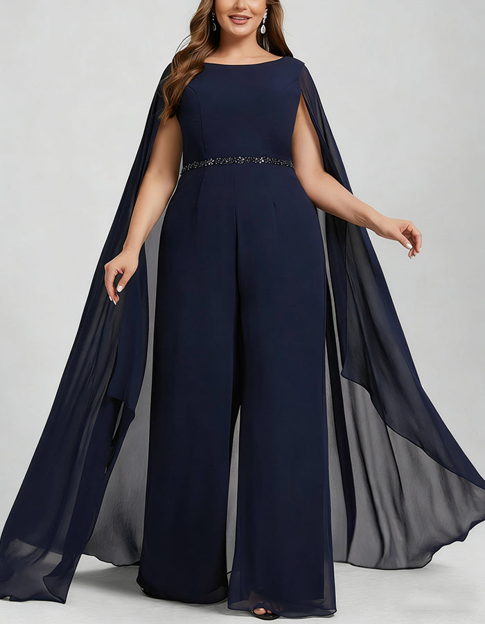 Royal Blue Chiffon One Shoulder Jumpsuit