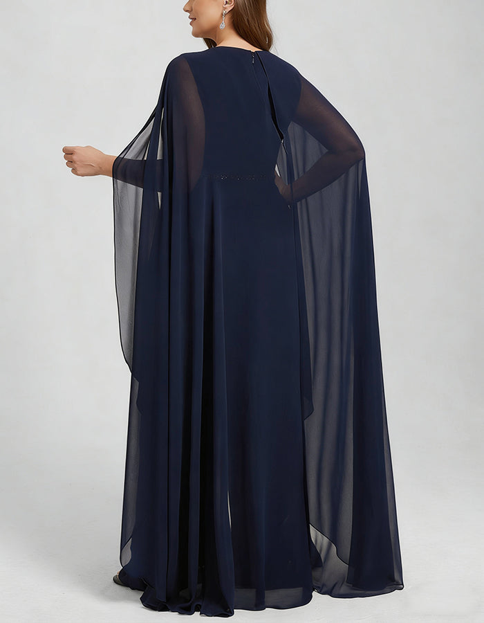 Royal Blue Chiffon One Shoulder Jumpsuit