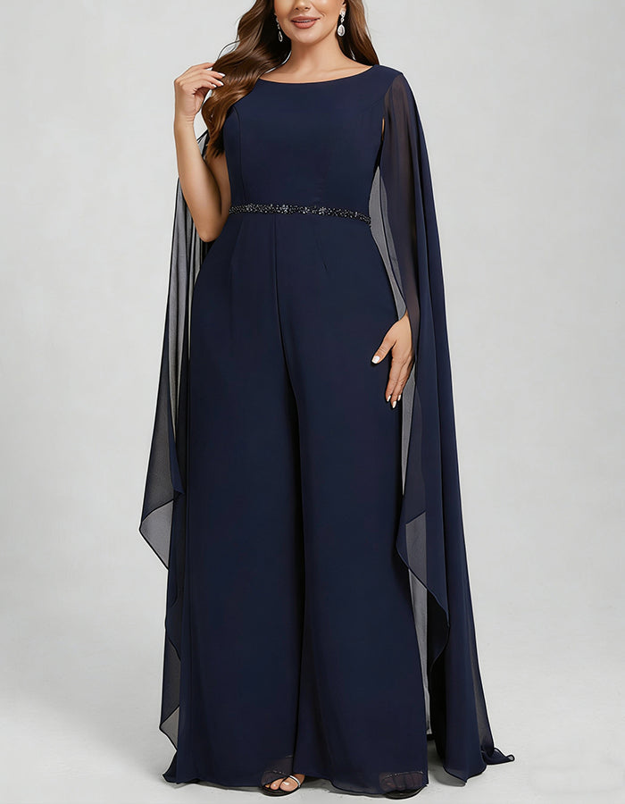 Royal Blue Chiffon One Shoulder Jumpsuit