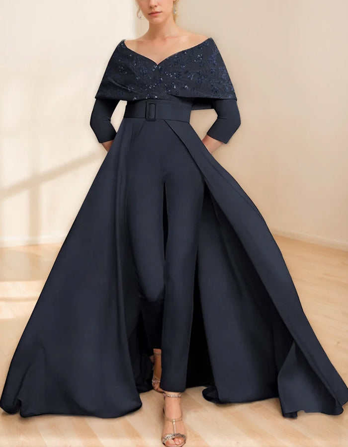Navy Blue Sequins Jumpsuit