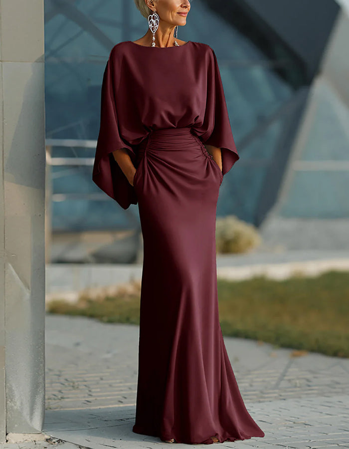 Solid Color Round Neck Maxi Dress