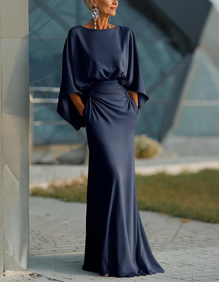 Solid Color Round Neck Maxi Dress