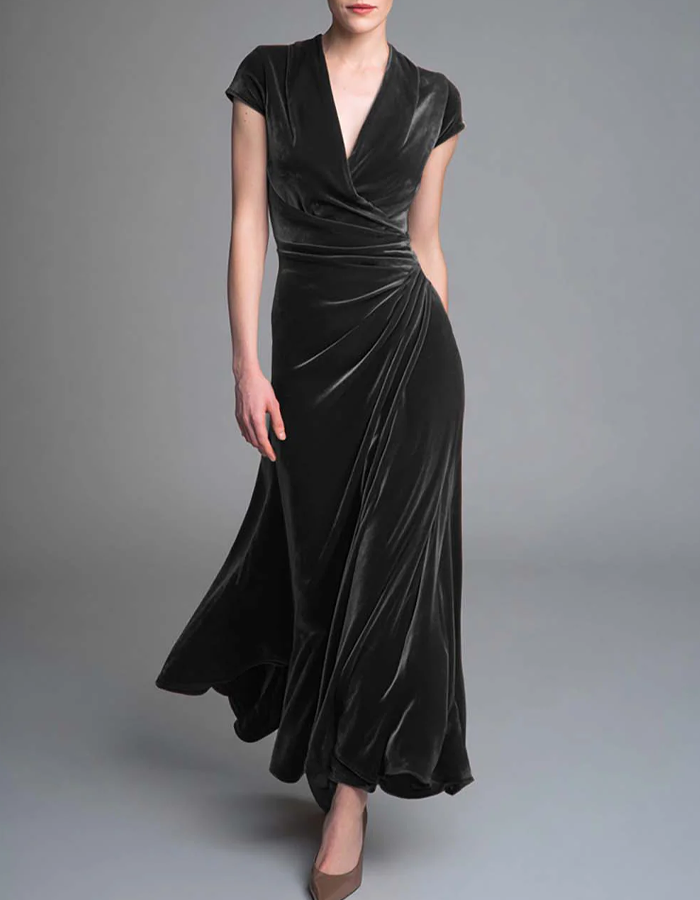 Velvet Wrap Maxi Dress