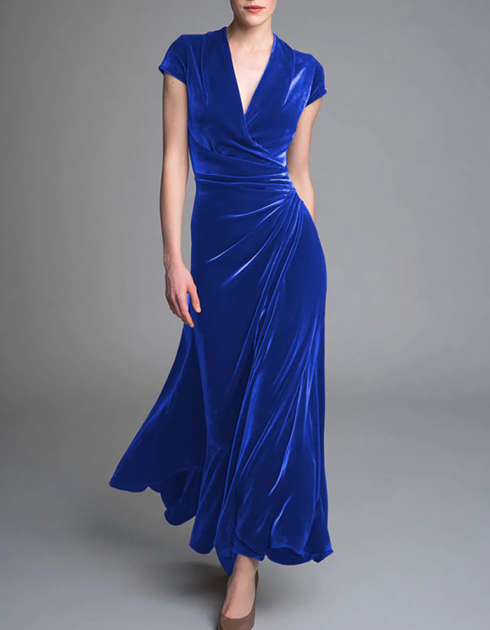 Maxivestido cruzado de terciopelo
