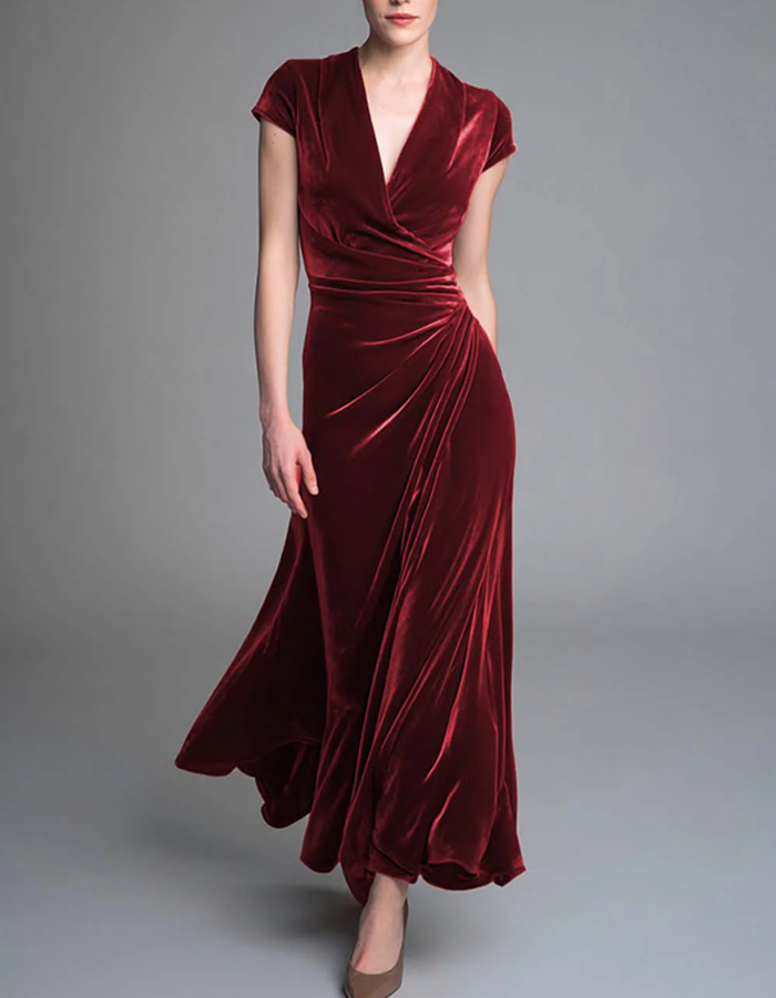 Maxivestido cruzado de terciopelo