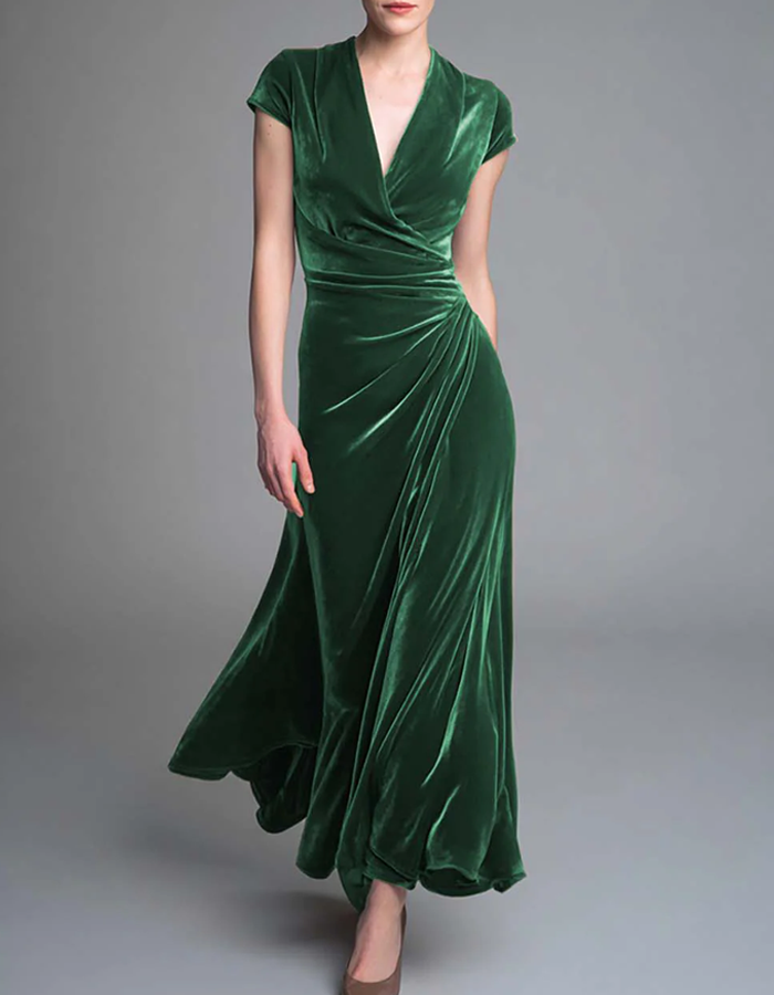 Maxivestido cruzado de terciopelo