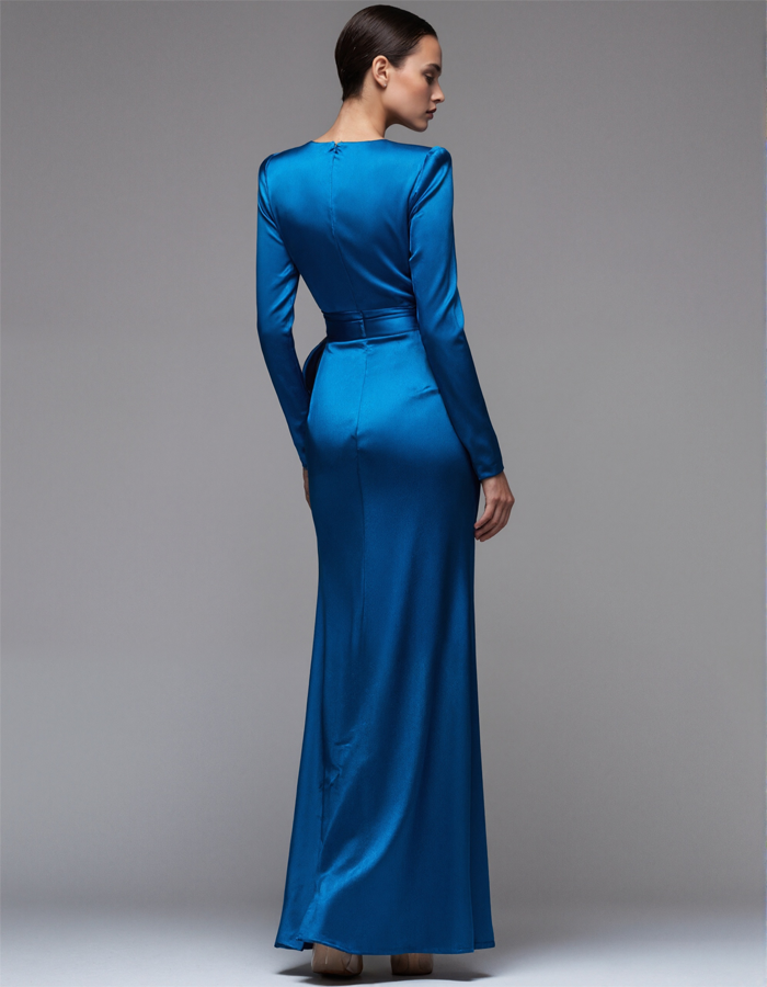 Satin Round Neck Mermaid Maxi Dress