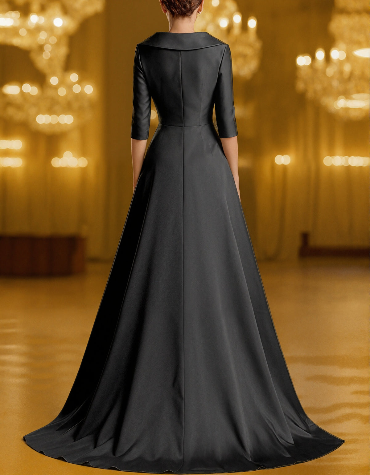 Solid Color Spliced Satin Lace Maxi Dress