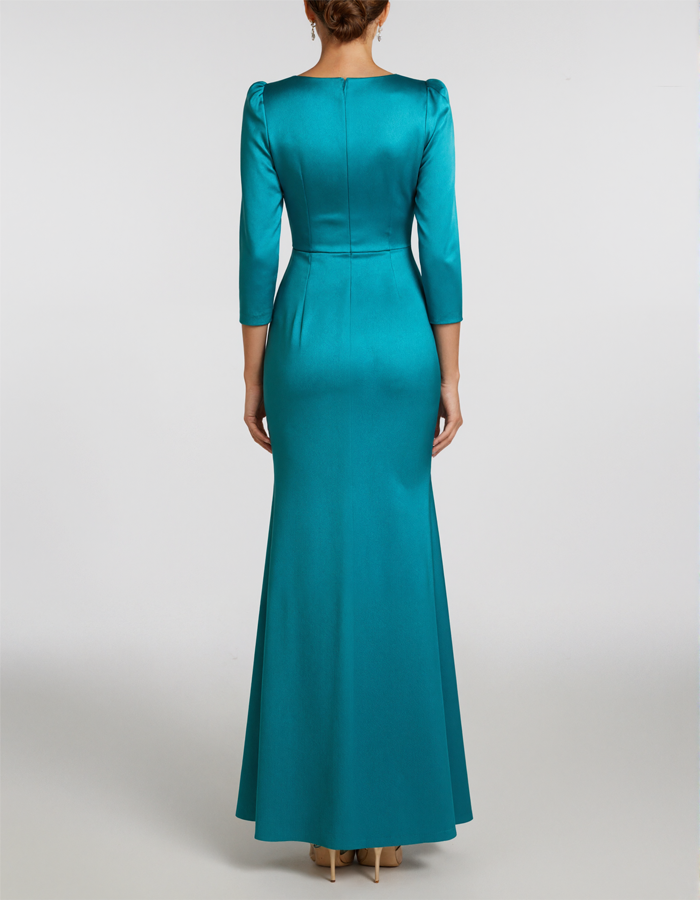 Satin 3D Floral Mermaid Maxi Dress
