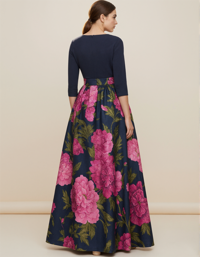 Floral Print Satin Maxi Dress