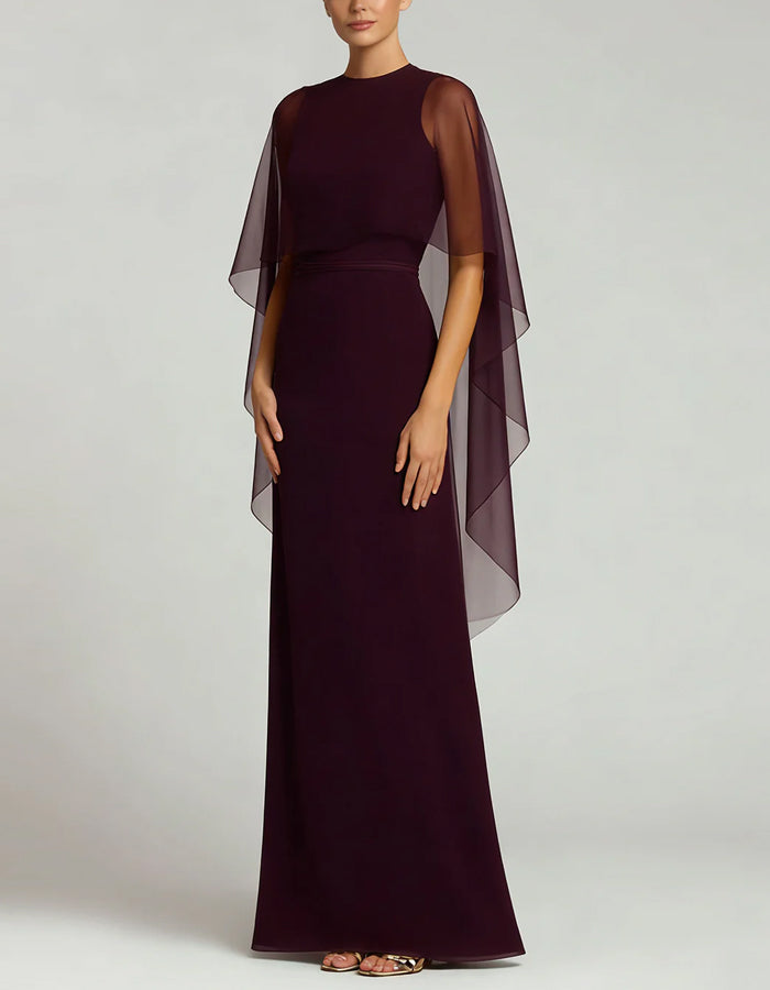 Burgundy Crew Neck Maxi Dress