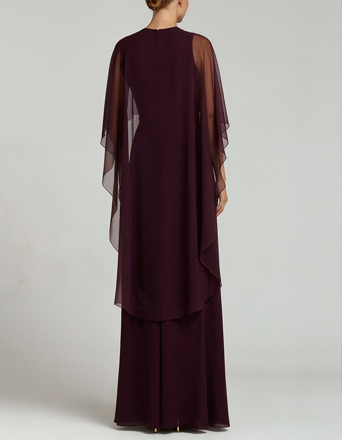 Burgundy Crew Neck Maxi Dress