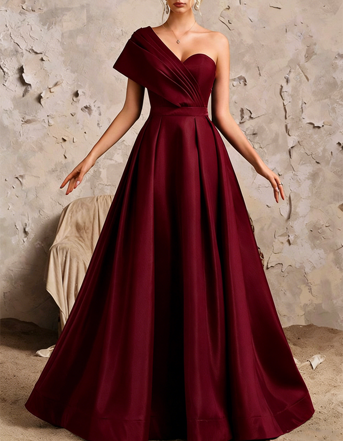 Vestido maxi asimétrico de satén