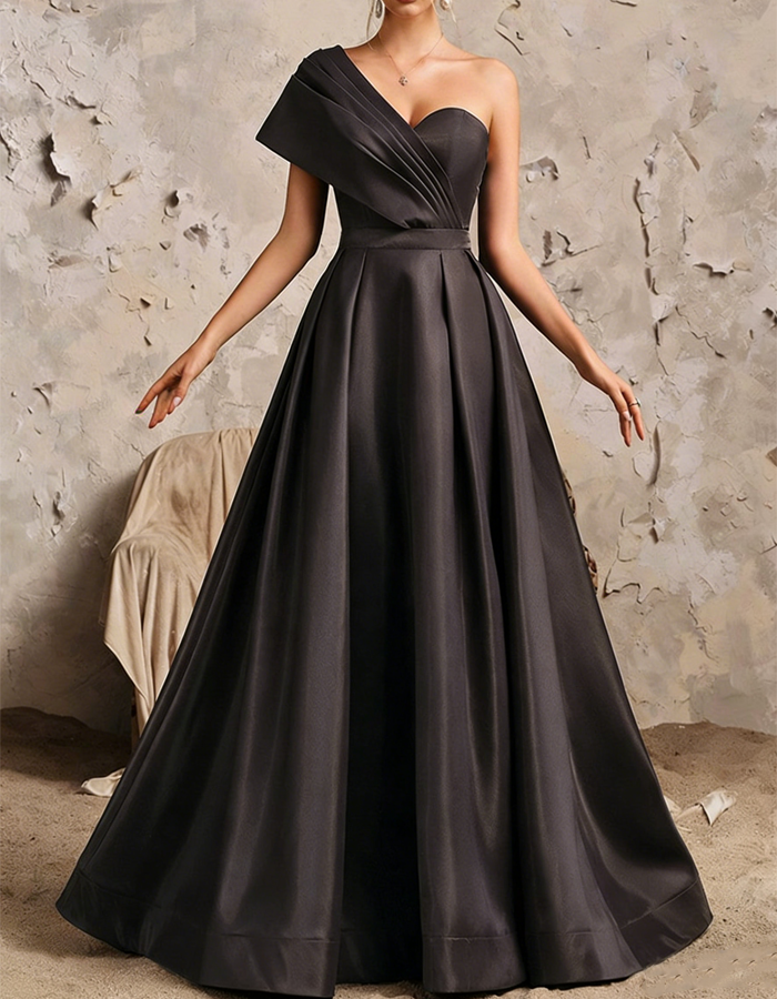 Vestido maxi asimétrico de satén