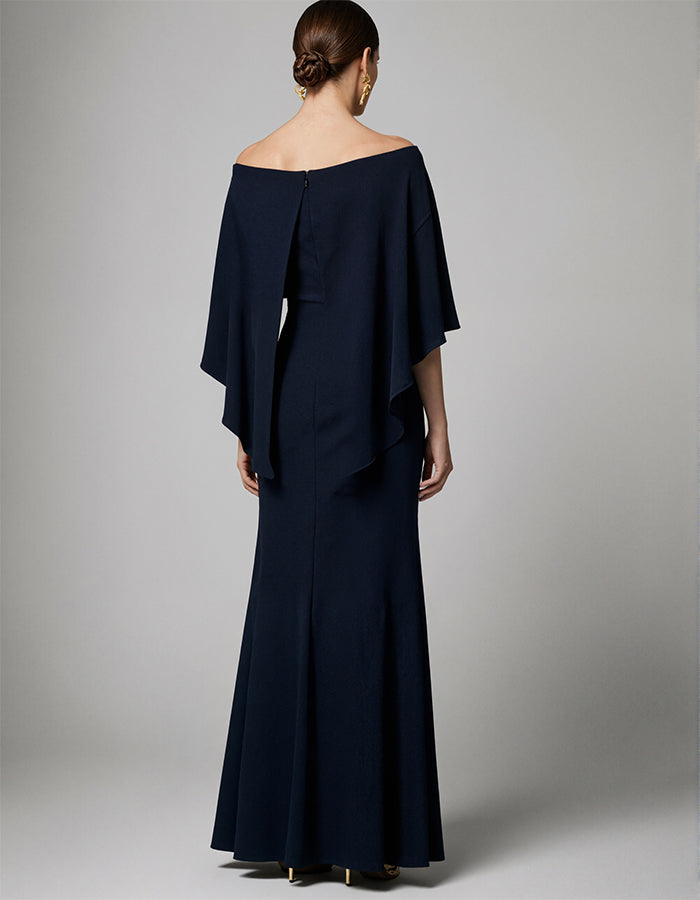 Navy Blue Off Shoulder Maxi Dress