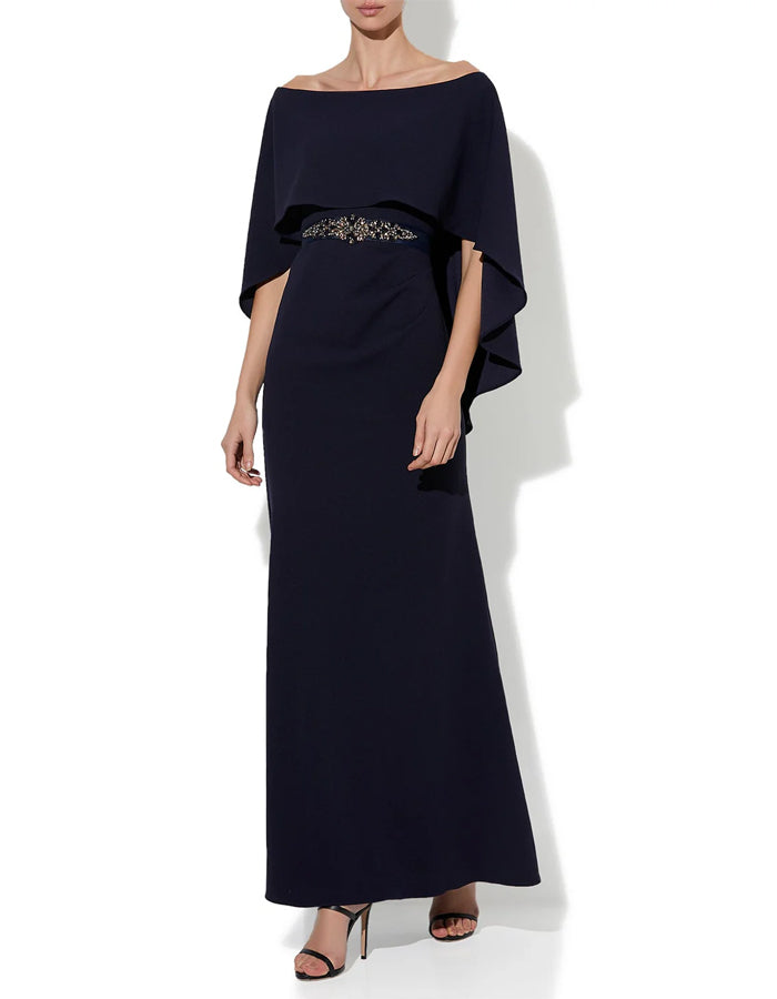 Navy Blue Off Shoulder Maxi Dress